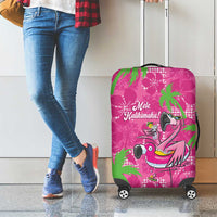 Aloha Hawaii Christmas Luggage Cover Mele Kalikimaka Chill Flamingo Palaka Quilt Motifs - Polynesian Pride