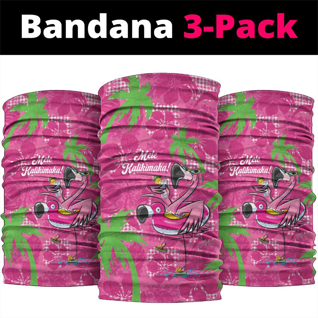 Aloha Hawaii Christmas Neck Gaiter Mele Kalikimaka Chill Flamingo Palaka Quilt Motifs - Polynesian Pride