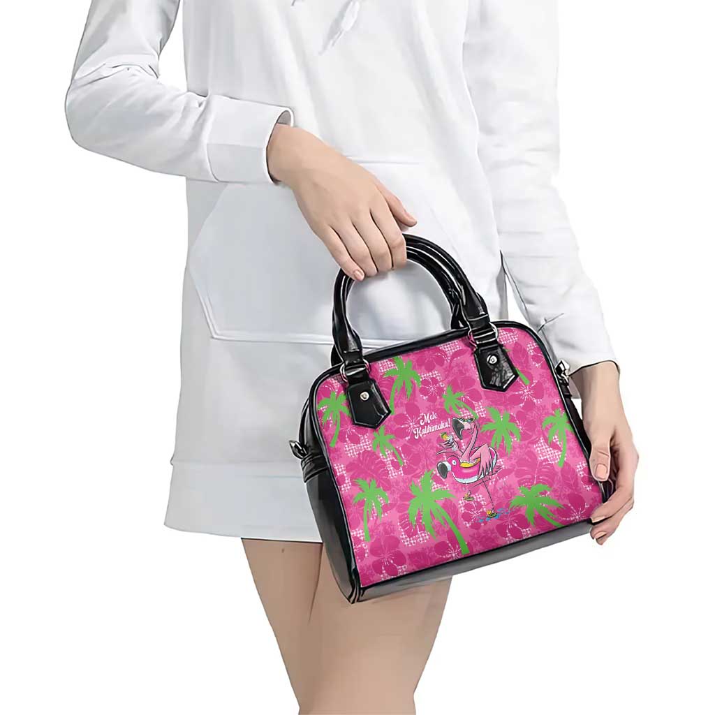 Aloha Hawaii Christmas Shoulder Handbag Mele Kalikimaka Chill Flamingo Palaka Quilt Motifs - Polynesian Pride