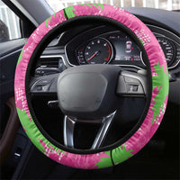 Aloha Hawaii Christmas Steering Wheel Cover Mele Kalikimaka Chill Flamingo Palaka Quilt Motifs - Polynesian Pride