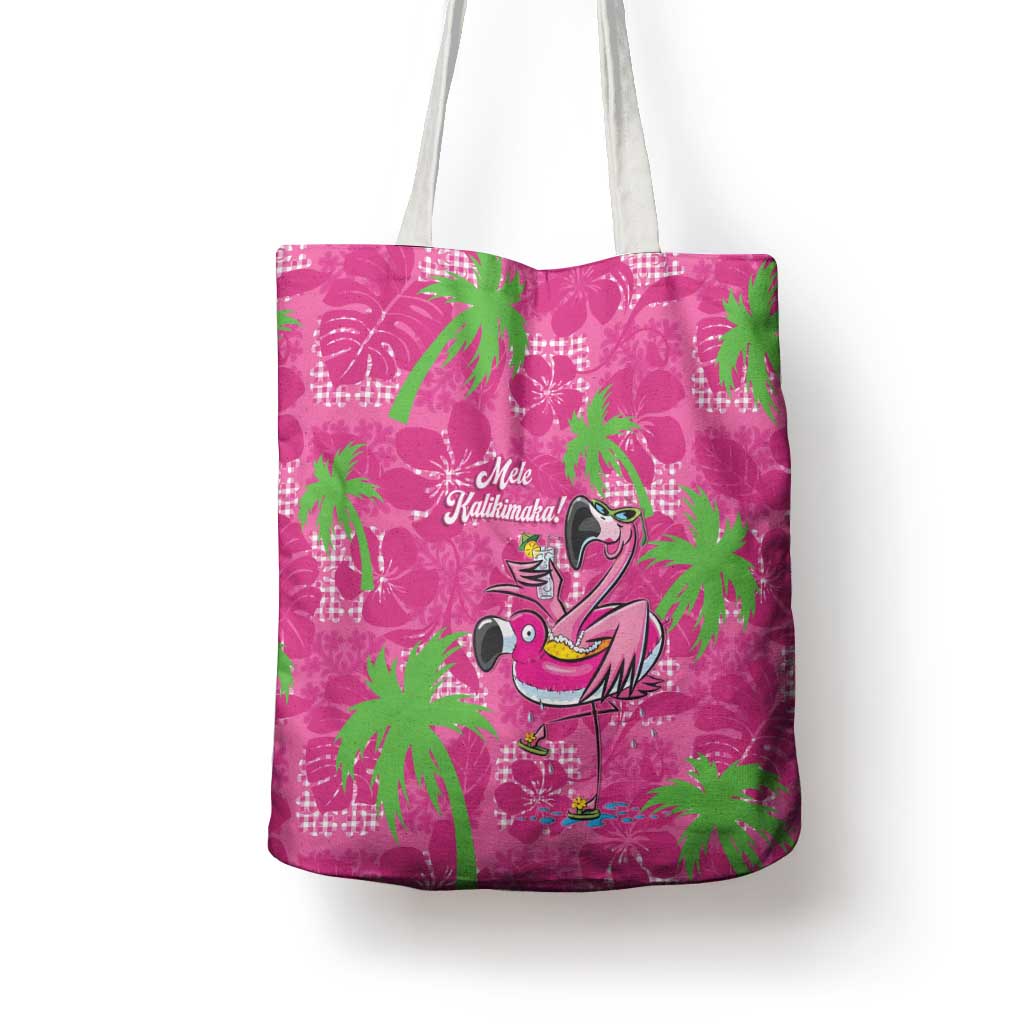 Aloha Hawaii Christmas Tote Bag Mele Kalikimaka Chill Flamingo Palaka Quilt Motifs - Polynesian Pride