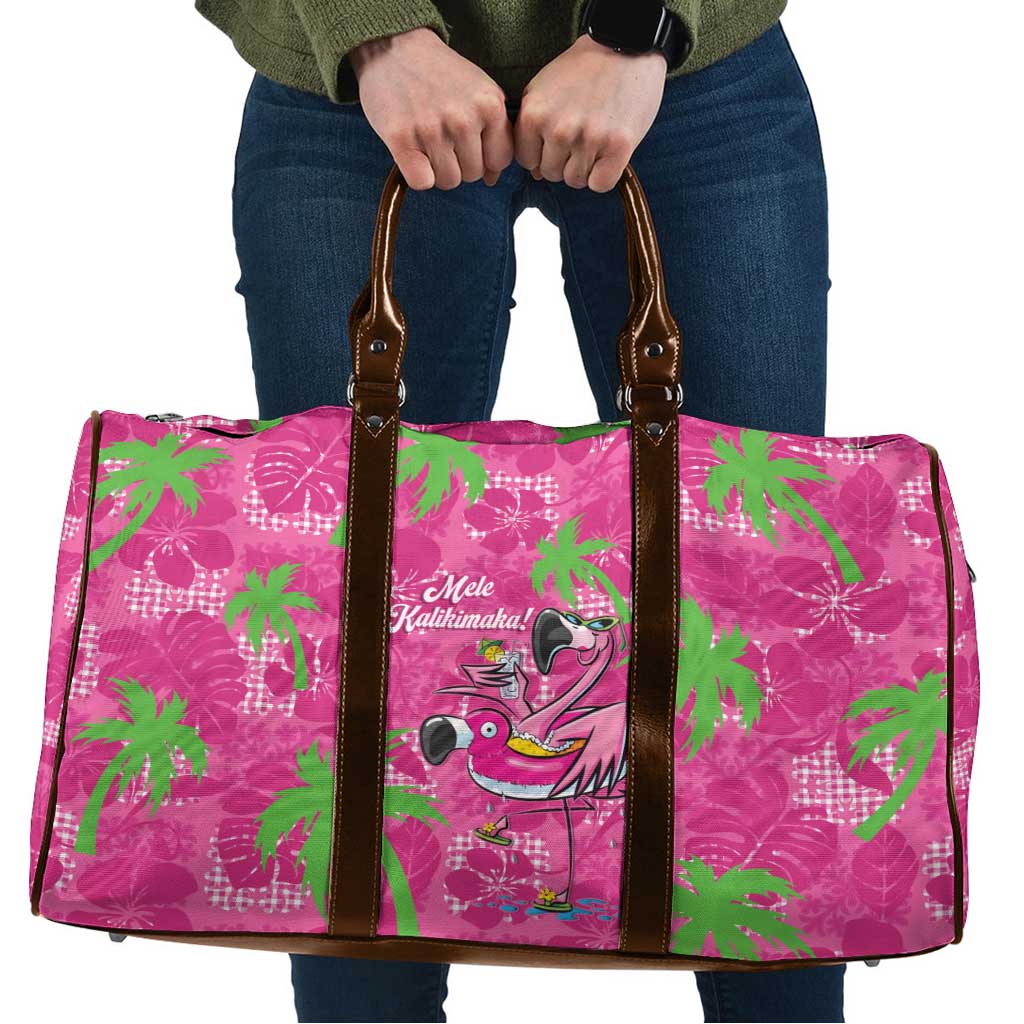 Aloha Hawaii Christmas Travel Bag Mele Kalikimaka Chill Flamingo Palaka Quilt Motifs - Polynesian Pride