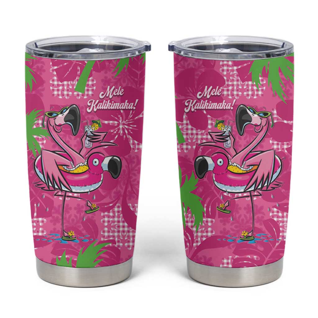 Aloha Hawaii Christmas Tumbler Cup Mele Kalikimaka Chill Flamingo Palaka Quilt Motifs - Polynesian Pride