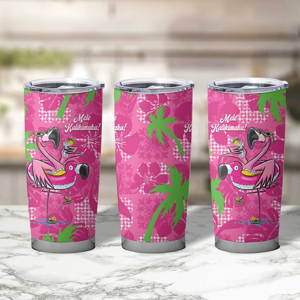 Aloha Hawaii Christmas Tumbler Cup Mele Kalikimaka Chill Flamingo Palaka Quilt Motifs - Polynesian Pride