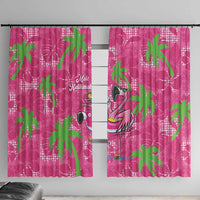 Aloha Hawaii Christmas Window Curtain Mele Kalikimaka Chill Flamingo Palaka Quilt Motifs - Polynesian Pride