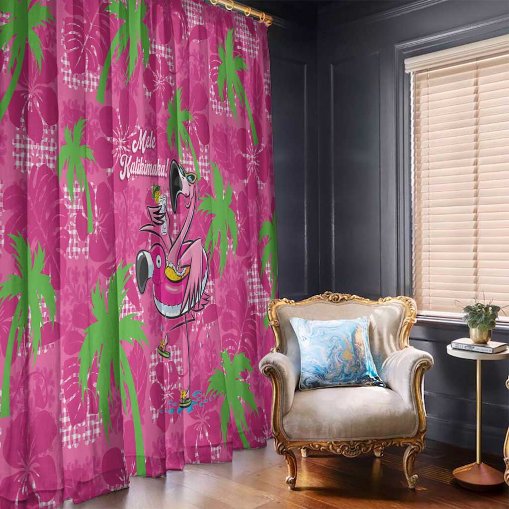 Aloha Hawaii Christmas Window Curtain Mele Kalikimaka Chill Flamingo Palaka Quilt Motifs - Polynesian Pride