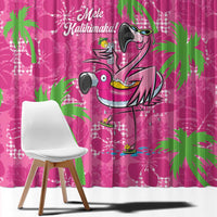 Aloha Hawaii Christmas Window Curtain Mele Kalikimaka Chill Flamingo Palaka Quilt Motifs - Polynesian Pride