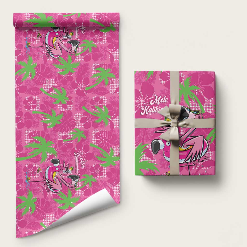 Aloha Hawaii Christmas Wrapping Paper Mele Kalikimaka Chill Flamingo Palaka Quilt Motifs - Polynesian Pride