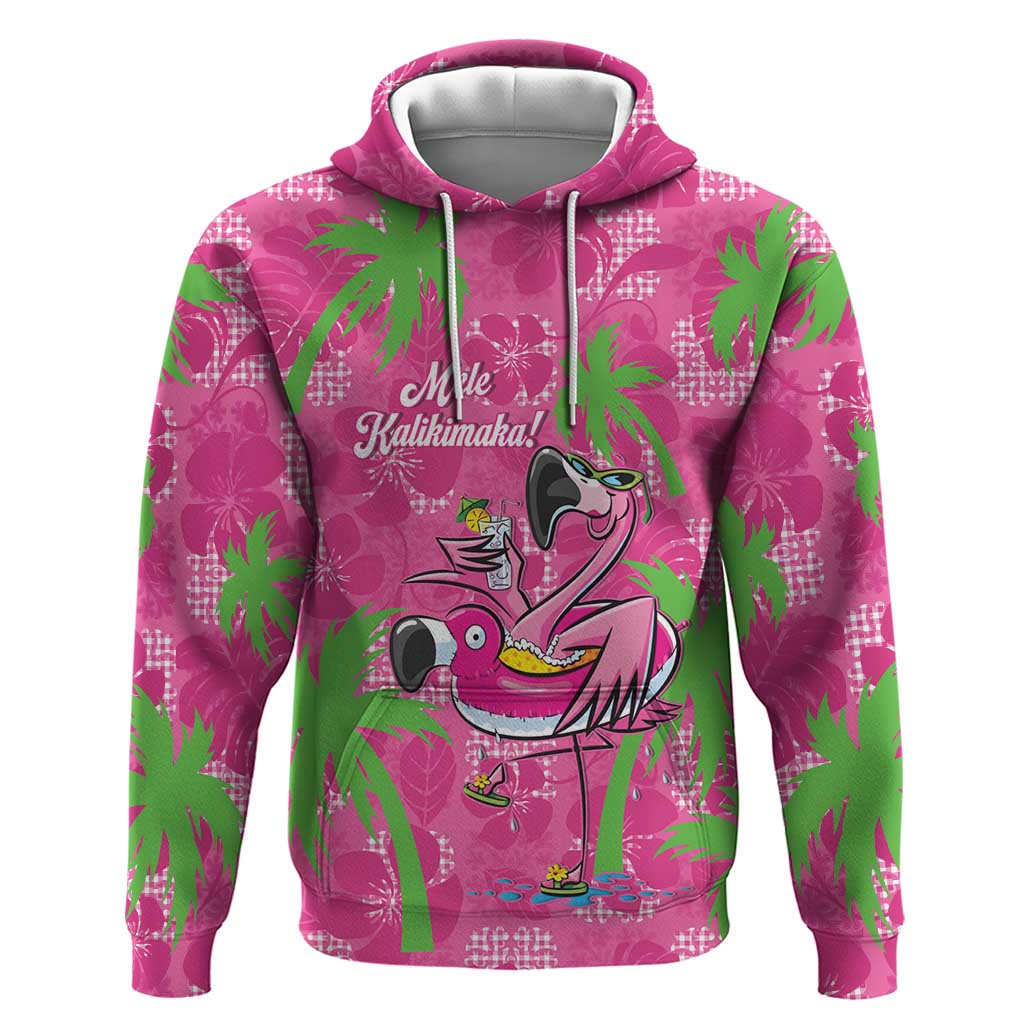 Aloha Hawaii Christmas Zip Hoodie Mele Kalikimaka Chill Flamingo Palaka Quilt Motifs - Polynesian Pride