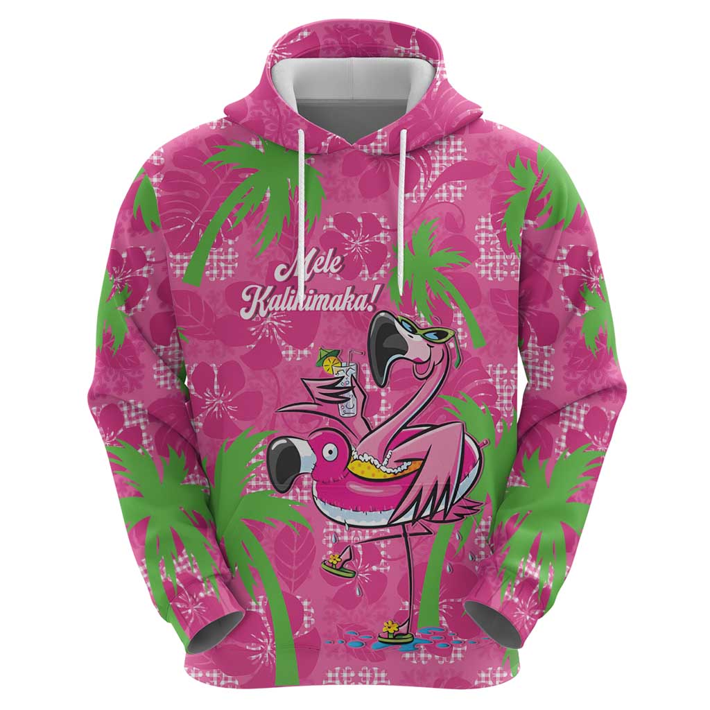 Aloha Hawaii Christmas Zip Hoodie Mele Kalikimaka Chill Flamingo Palaka Quilt Motifs - Polynesian Pride