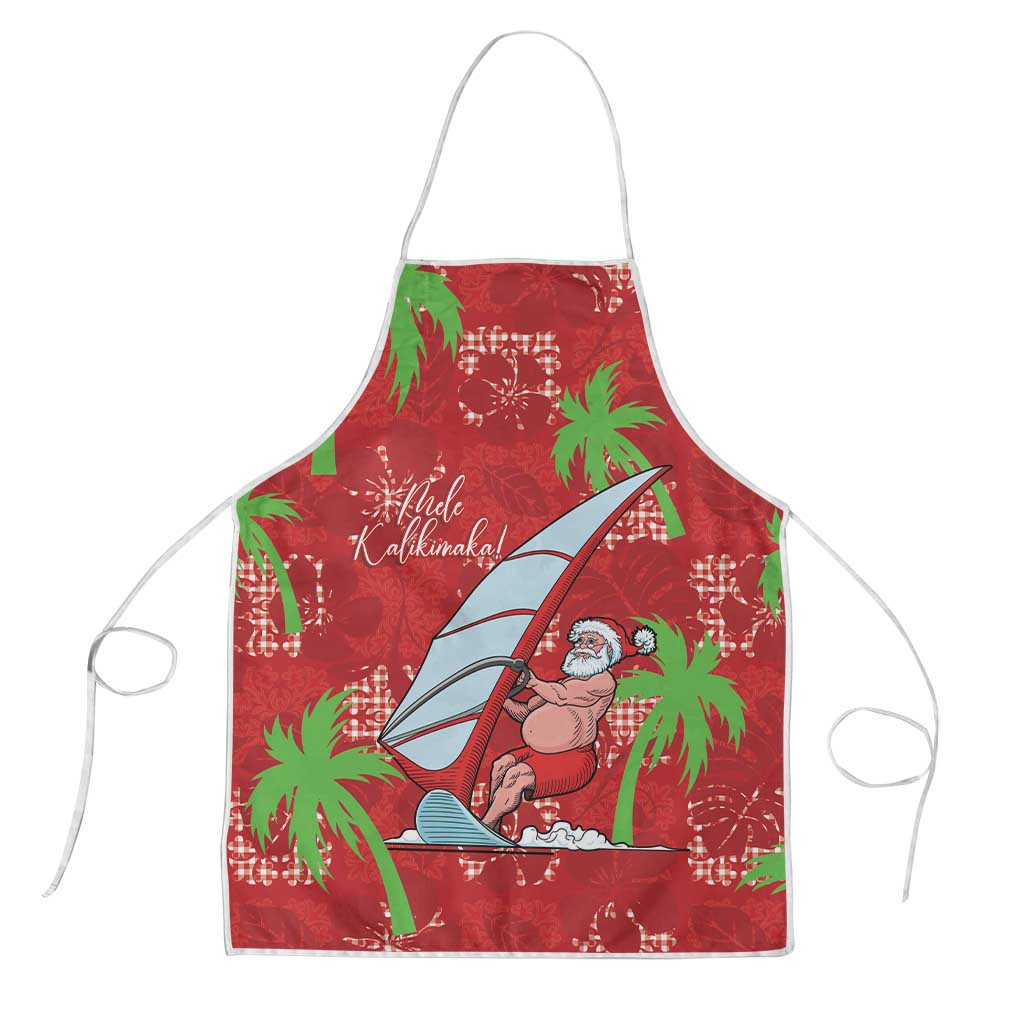 Aloha Hawaii Christmas Apron Mele Kalikimaka Windsurfing Santa Palaka Quilt Motifs - Polynesian Pride