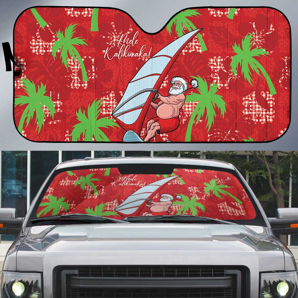 Aloha Hawaii Christmas Auto Sun Shade Mele Kalikimaka Windsurfing Santa Palaka Quilt Motifs - Polynesian Pride