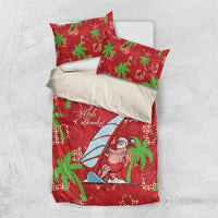 Aloha Hawaii Christmas Bedding Set Mele Kalikimaka Windsurfing Santa Palaka Quilt Motifs - Polynesian Pride