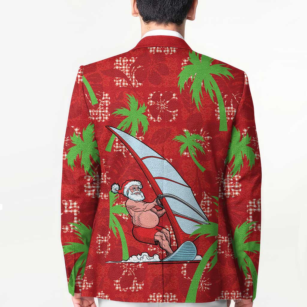 Aloha Hawaii Christmas Blazer Mele Kalikimaka Windsurfing Santa Palaka Quilt Motifs - Polynesian Pride