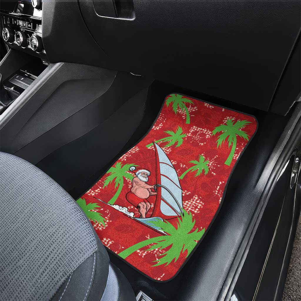 Aloha Hawaii Christmas Car Mats Mele Kalikimaka Windsurfing Santa Palaka Quilt Motifs - Polynesian Pride