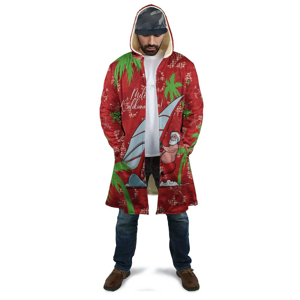 Aloha Hawaii Christmas Cloak Mele Kalikimaka Windsurfing Santa Palaka Quilt Motifs - Polynesian Pride