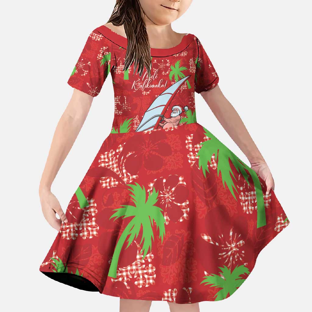 Aloha Hawaii Christmas Family Matching Off Shoulder Maxi Dress and Hawaiian Shirt Mele Kalikimaka Windsurfing Santa Palaka Quilt Motifs - Polynesian Pride