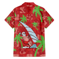 Aloha Hawaii Christmas Family Matching Summer Maxi Dress and Hawaiian Shirt Mele Kalikimaka Windsurfing Santa Palaka Quilt Motifs - Polynesian Pride