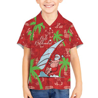 Aloha Hawaii Christmas Family Matching Summer Maxi Dress and Hawaiian Shirt Mele Kalikimaka Windsurfing Santa Palaka Quilt Motifs - Polynesian Pride