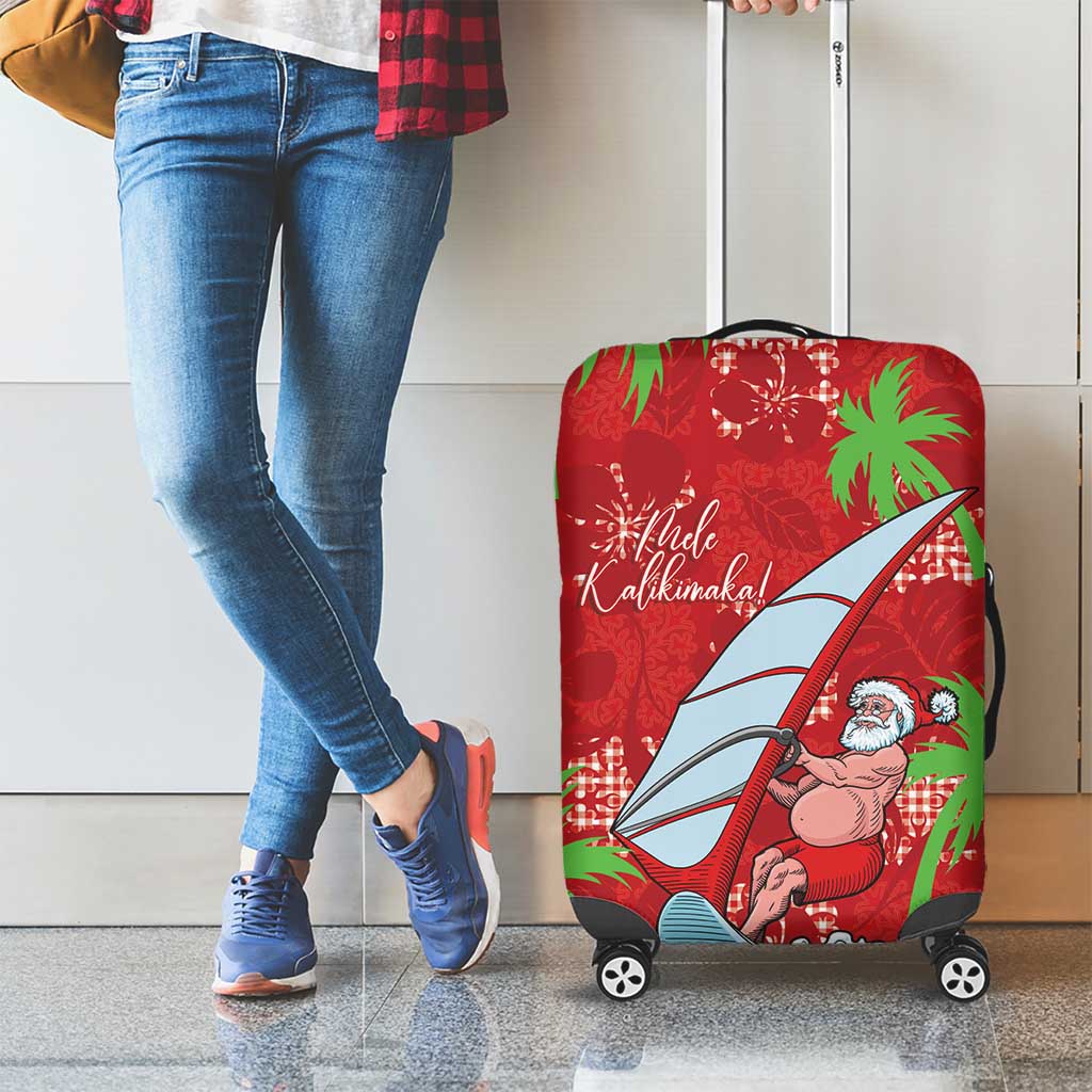 Aloha Hawaii Christmas Luggage Cover Mele Kalikimaka Windsurfing Santa Palaka Quilt Motifs - Polynesian Pride