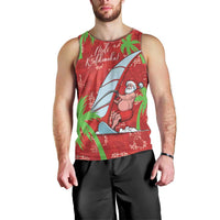 Aloha Hawaii Christmas Men Tank Top Mele Kalikimaka Windsurfing Santa Palaka Quilt Motifs - Polynesian Pride