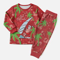 Aloha Hawaii Christmas Pajama Set Mele Kalikimaka Windsurfing Santa Palaka Quilt Motifs - Polynesian Pride