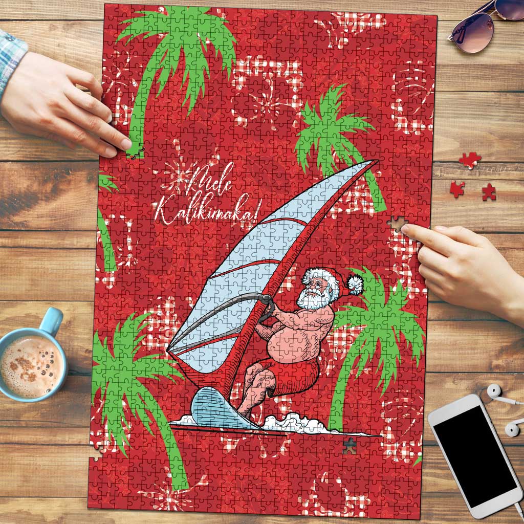 Aloha Hawaii Christmas Puzzle Mele Kalikimaka Windsurfing Santa Palaka Quilt Motifs - Polynesian Pride