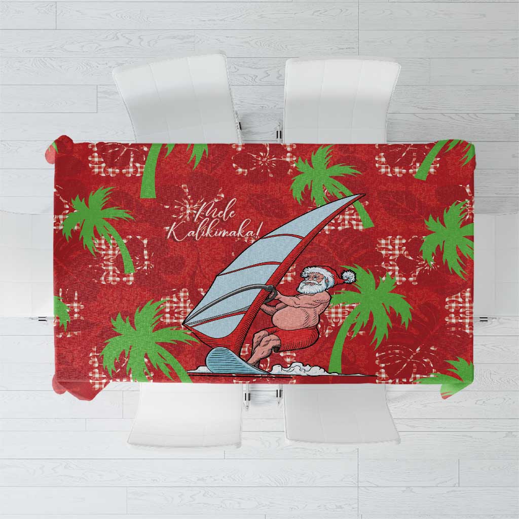 Aloha Hawaii Christmas Tablecloth Mele Kalikimaka Windsurfing Santa Palaka Quilt Motifs - Polynesian Pride