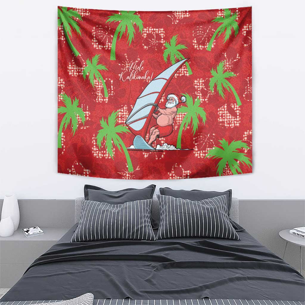 Aloha Hawaii Christmas Tapestry Mele Kalikimaka Windsurfing Santa Palaka Quilt Motifs - Polynesian Pride