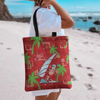 Aloha Hawaii Christmas Tote Bag Mele Kalikimaka Windsurfing Santa Palaka Quilt Motifs - Polynesian Pride