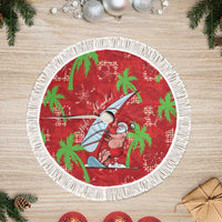 Aloha Hawaii Christmas Tree Skirt Mele Kalikimaka Windsurfing Santa Palaka Quilt Motifs - Polynesian Pride