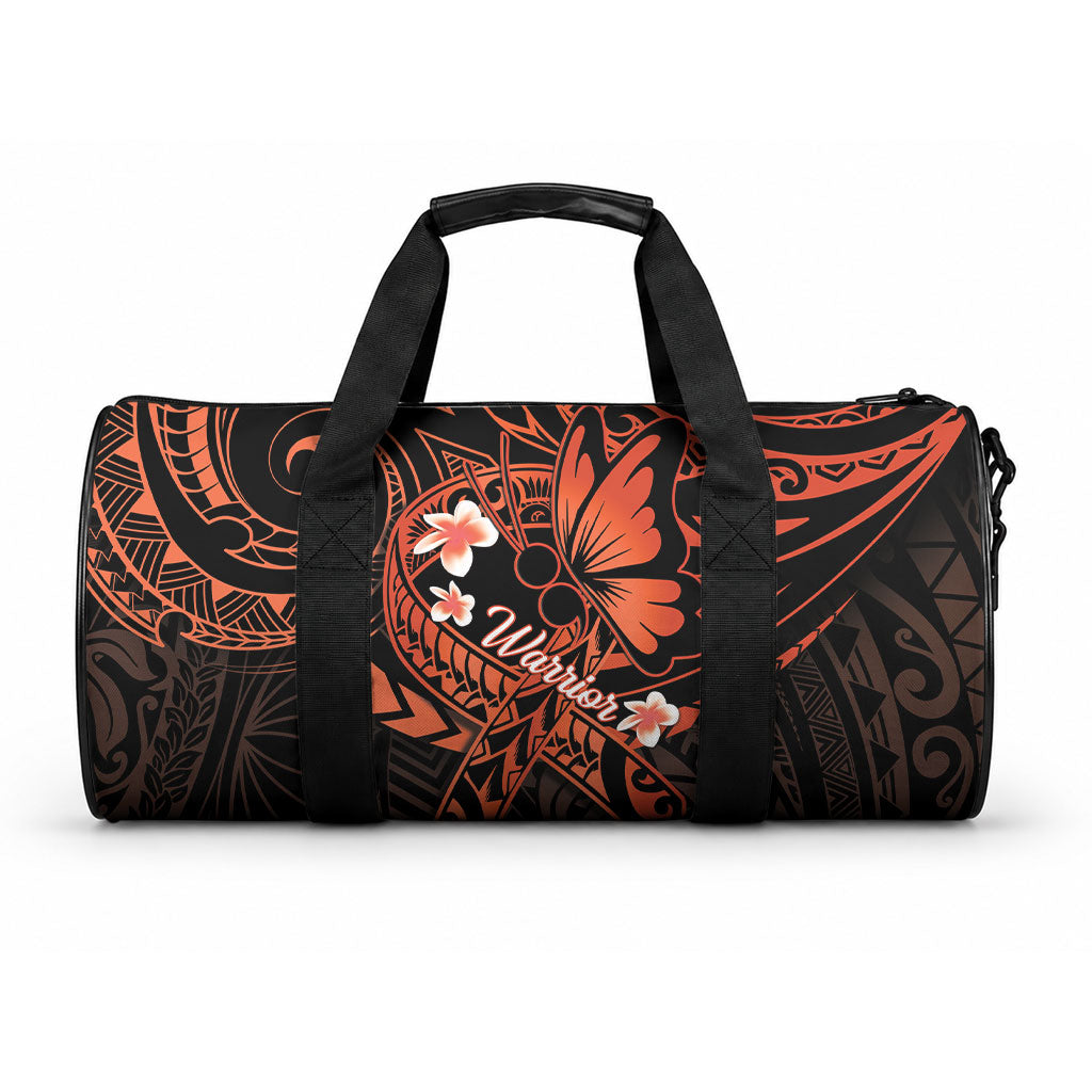 Polynesia Leukemia Awareness Month Duffle Bag Warrior Butterfly Polynesian Orange Ribbon