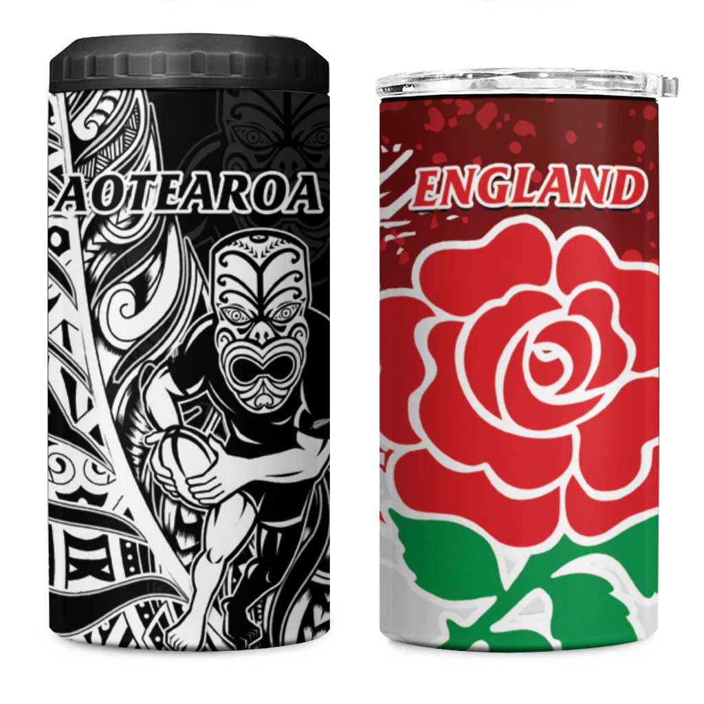 New Zealand And England Rugby 4 in 1 Can Cooler Tumbler World Cup All Black Combine Red Roses