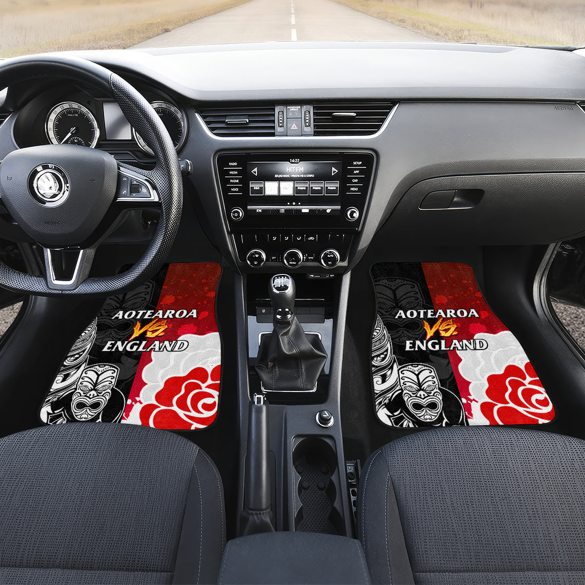 New Zealand And England Rugby Car Mats 2023 World Cup All Black Combine Red Roses LT14 - Polynesian Pride