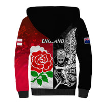 New Zealand And England Rugby Sherpa Hoodie 2023 World Cup All Black Combine Red Roses LT14 - Polynesian Pride
