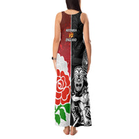 New Zealand And England Rugby Tank Maxi Dress 2023 World Cup All Black Combine Red Roses LT14 - Polynesian Pride