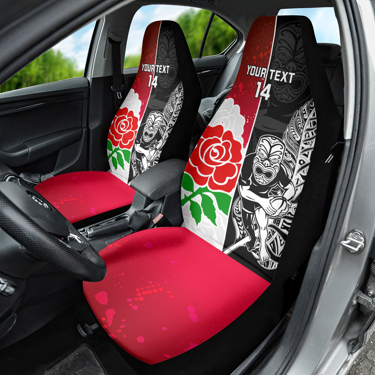 Custom New Zealand And England Rugby Car Seat Cover 2023 World Cup All Black Combine Red Roses LT14 - Polynesian Pride