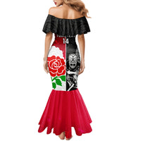Custom New Zealand And England Rugby Family Matching Mermaid Dress and Hawaiian Shirt 2023 World Cup All Black Combine Red Roses LT14 - Polynesian Pride