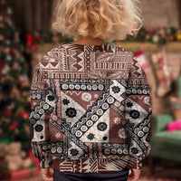 Brown Bula Fiji Kid Ugly Christmas Sweater Unique Masi Tapa Pattern LT14 - Polynesian Pride