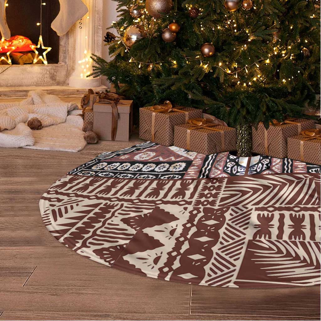 Brown Bula Fiji Tree Skirt Unique Masi Tapa Pattern LT14 - Polynesian Pride