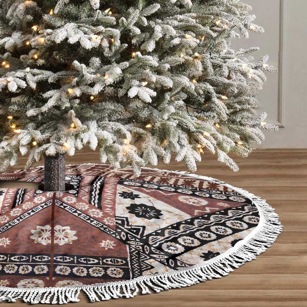 Brown Bula Fiji Tree Skirt Unique Masi Tapa Pattern LT14 - Polynesian Pride