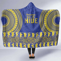 Fakaalofa Lahi Atu Niue Hooded Blanket Siapo Pattern With Puakenikeni LT14 One Size Blue - Polynesian Pride