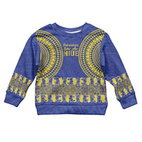 Fakaalofa Lahi Atu Niue Kid Ugly Christmas Sweater Siapo Pattern With Puakenikeni LT14 Kid Blue - Polynesian Pride