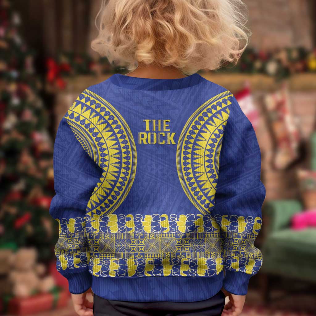 Fakaalofa Lahi Atu Niue Kid Ugly Christmas Sweater Siapo Pattern With Puakenikeni LT14 - Polynesian Pride