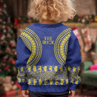 Fakaalofa Lahi Atu Niue Kid Ugly Christmas Sweater Siapo Pattern With Puakenikeni LT14 - Polynesian Pride