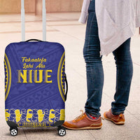 Fakaalofa Lahi Atu Niue Luggage Cover Siapo Pattern With Puakenikeni LT14 Blue - Polynesian Pride