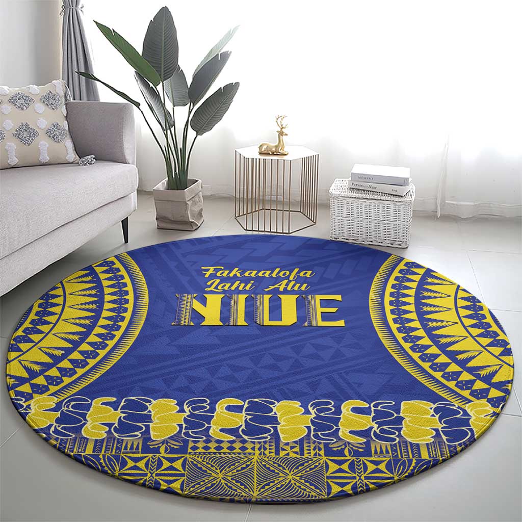 Fakaalofa Lahi Atu Niue Round Carpet Siapo Pattern With Puakenikeni LT14 - Polynesian Pride