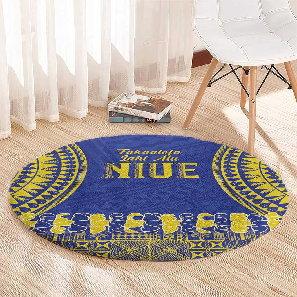 Fakaalofa Lahi Atu Niue Round Carpet Siapo Pattern With Puakenikeni LT14 - Polynesian Pride