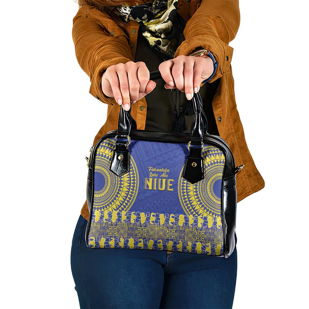 Fakaalofa Lahi Atu Niue Shoulder Handbag Siapo Pattern With Puakenikeni