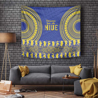 Fakaalofa Lahi Atu Niue Tapestry Siapo Pattern With Puakenikeni LT14 Blue - Polynesian Pride